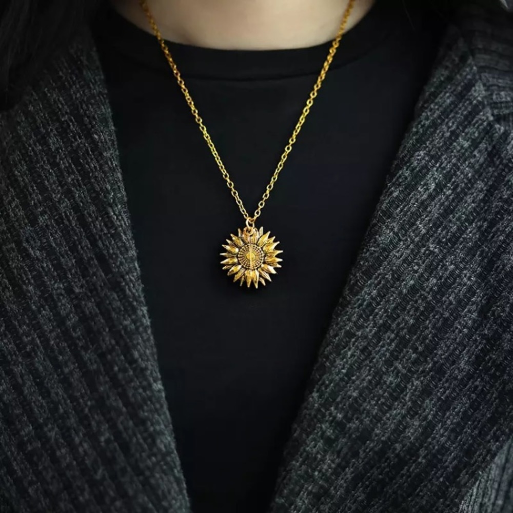 “You Are My Sunshine” Sunflower Message Necklace - Picture 7 of 8